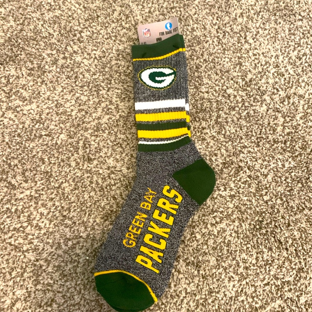 Green Bay Packers socks! Brand new, with tags. Size large. NFL shop.